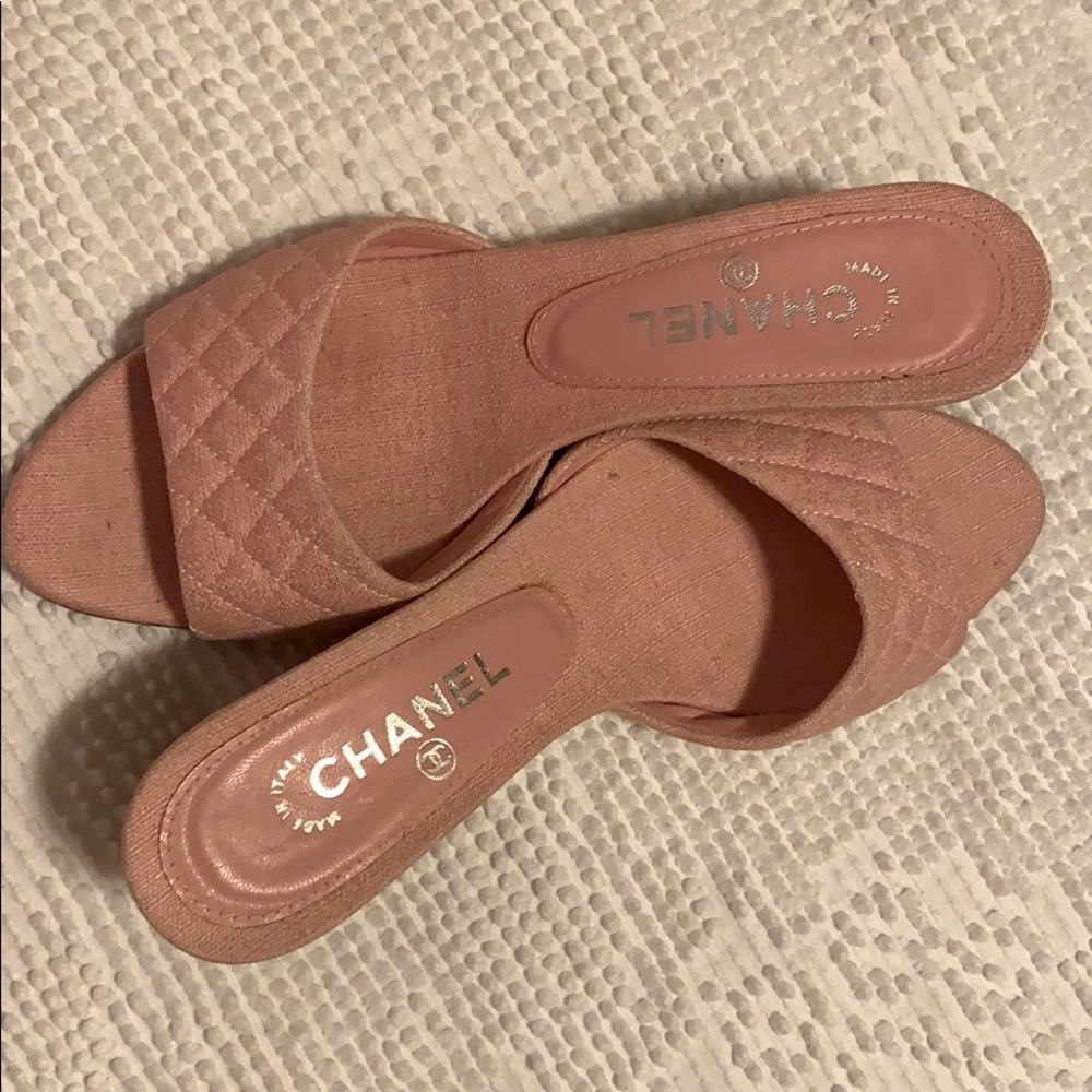 Light pink Chanel mule sandals